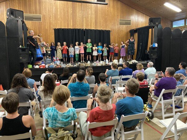 Children perform music on stage at Billy Jonas Camp Bangin  Sangin